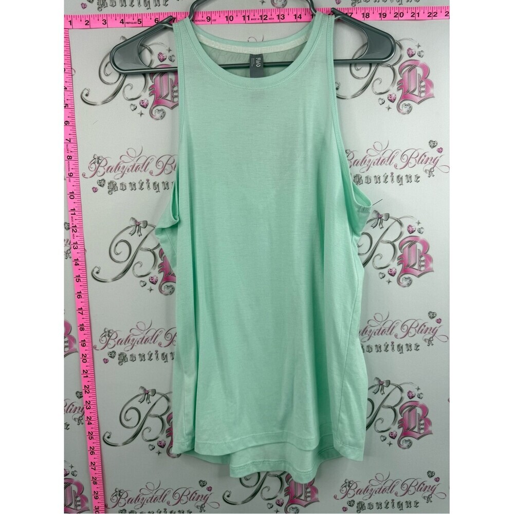 FWD tank top bright light blue aqua Sleeveless Mint Green Tank Top by Pink Rose